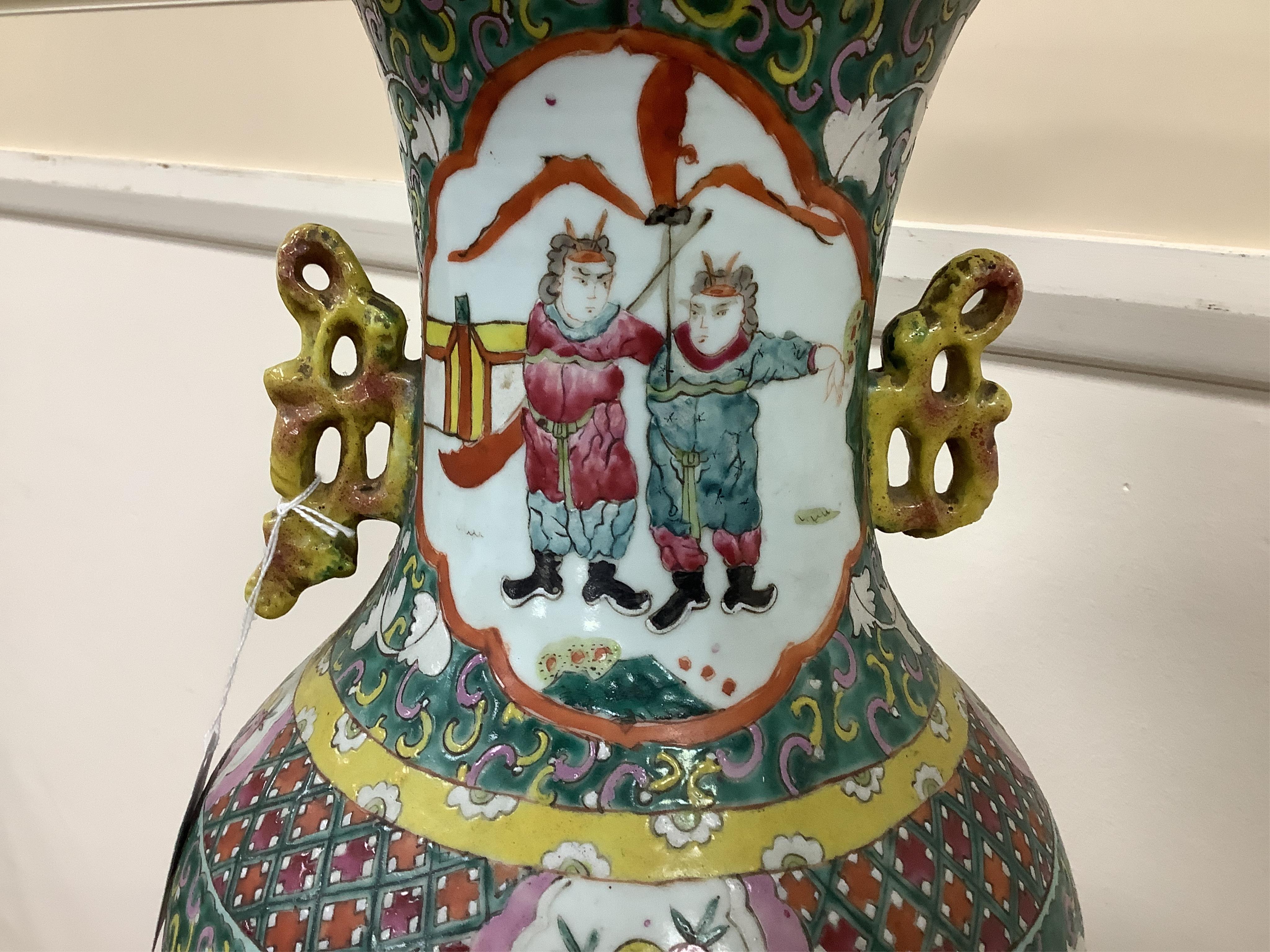 A large Chinese Canton vase enamelled with figures, 57cm high